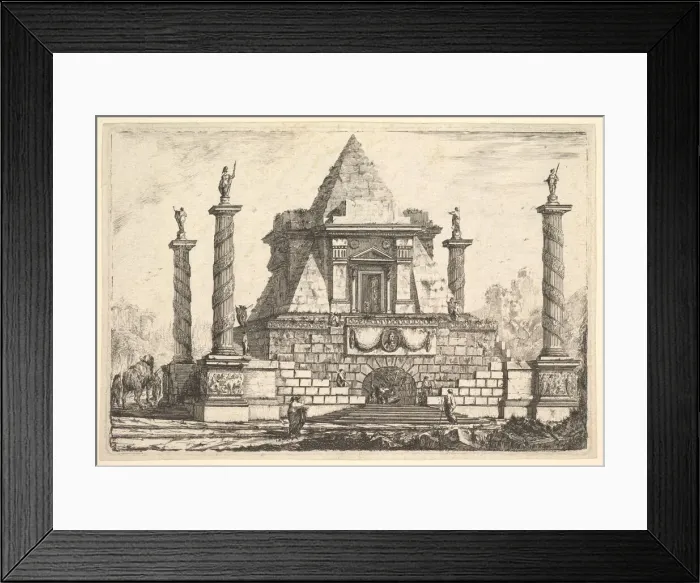 Framed Print : Imaginary Architecture with Camel and Figures, after Della Bella, 18th century Framed Print : Imaginary Architecture with Camel and Figures, after Della Bella, 18th century