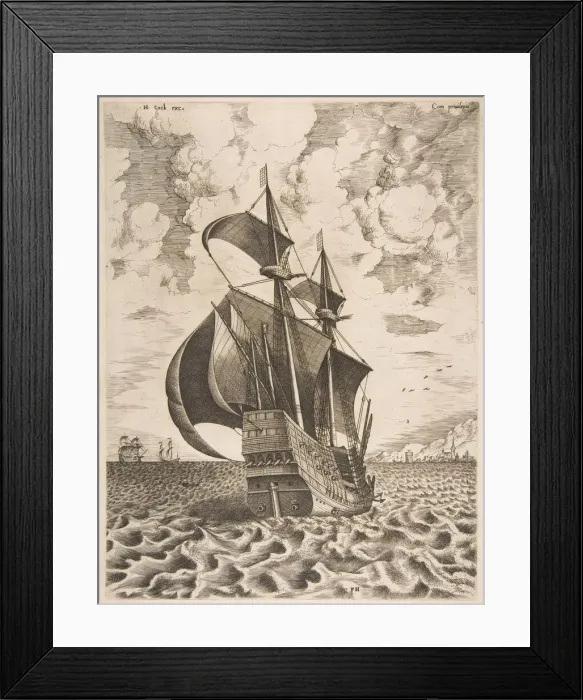 Framed Print : Armed Four-Master Sailing Towards a Port from The Sailing Vessels, 1561-65 Framed Print : Armed Four-Master Sailing Towards a Port from The Sailing Vessels, 1561-65
