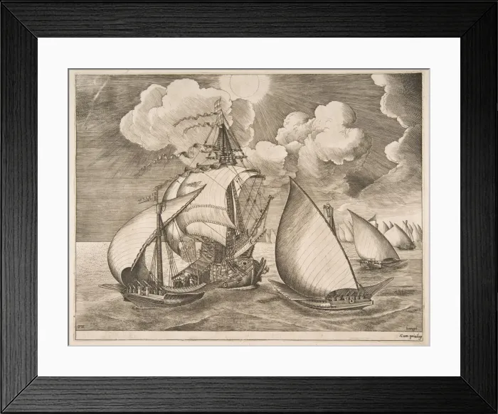 Framed Print : Fleet of Galleys Escorted by a Caravel from The Sailing Vessels, 1561-65 Framed Print : Fleet of Galleys Escorted by a Caravel from The Sailing Vessels, 1561-65