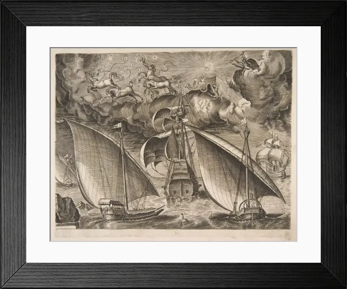 Framed Print : Two Galleys Sailing Behind an Armed Three-Master with Phaeton and Jupiter in the Sky, f Framed Print : Two Galleys Sailing Behind an Armed Three-Master with Phaeton and Jupiter in the Sky, f