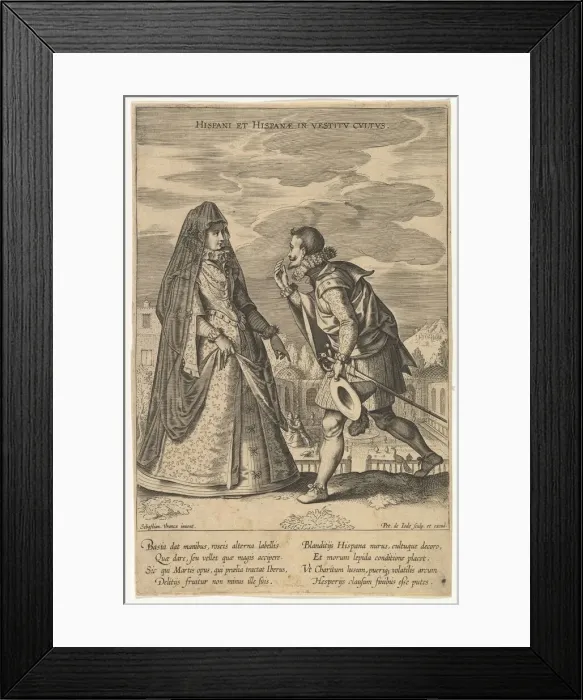 Framed Print : Hispani et Hispanae in Vestitu Cultus, from Fashions of Different Nations. n. d Framed Print : Hispani et Hispanae in Vestitu Cultus, from Fashions of Different Nations. n. d