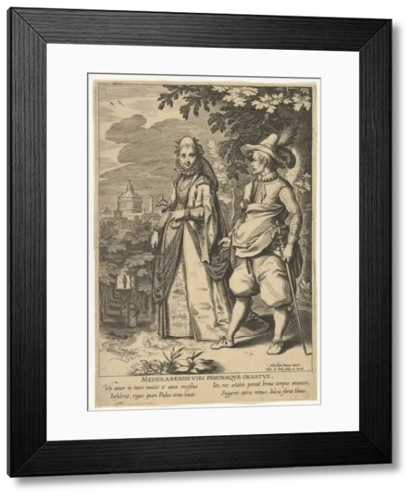 Framed Print : Mediolanensis Viri Feminaeque Ornatus, from Fashions of Different Nations. n. d Framed Print : Mediolanensis Viri Feminaeque Ornatus, from Fashions of Different Nations. n. d
