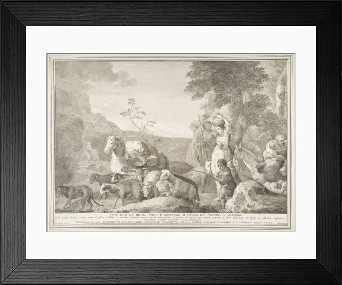 Framed Print : Esau and his family parting ways with Jacob (Esau con le mogli figli e sostanze si sepa Framed Print : Esau and his family parting ways with Jacob (Esau con le mogli figli e sostanze si sepa