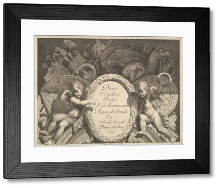 Framed Print : Title page of Divers Trophees (Weapon Trophies after the Faç Framed Print : Title page of Divers Trophees (Weapon Trophies after the Faç
