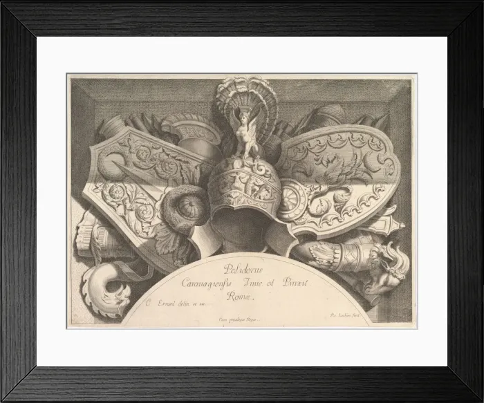 Framed Print : Divers Trophees (Weapon Trophies after the Facade of Palazzo Milesi in Rome) Framed Print : Divers Trophees (Weapon Trophies after the Facade of Palazzo Milesi in Rome)