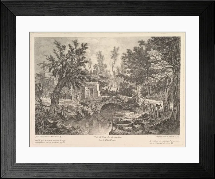 Framed Print : View of the Lavandieres Bridge at the Peasant House, mid-18th century