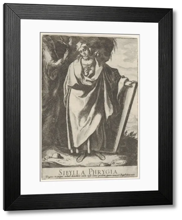 Framed Print : Plate 9: the Phrygian Sibyl holding the top of a tablet with her left hand Framed Print : Plate 9: the Phrygian Sibyl holding the top of a tablet with her left hand