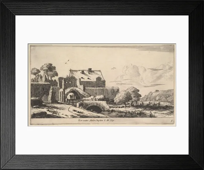 Framed Print : A Water Mill near St. Denis, 17th century. Creator: Reinier Zeeman Framed Print : A Water Mill near St. Denis, 17th century. Creator: Reinier Zeeman