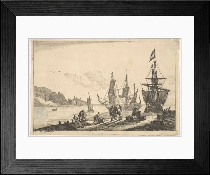 Framed Print : Bay with Sailing Vessels, 17th century. Creator: Reinier Zeeman Framed Print : Bay with Sailing Vessels, 17th century. Creator: Reinier Zeeman