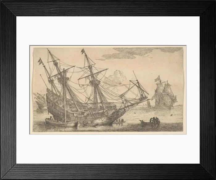 Framed Print : A Merchant Man Careened for Caulking the Hull, 17th century. Creator: Reinier Zeeman Framed Print : A Merchant Man Careened for Caulking the Hull, 17th century. Creator: Reinier Zeeman