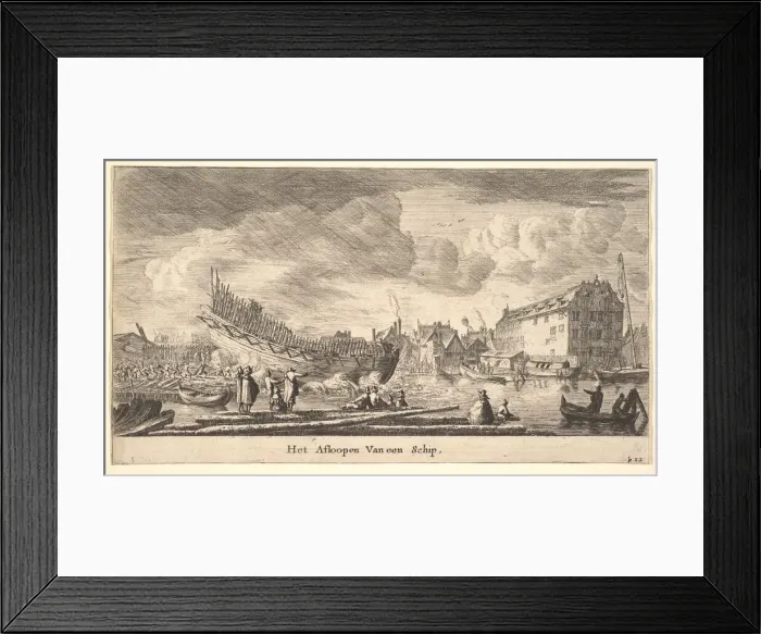 Framed Print : The Launch of a Ship, 17th century. Creator: Reinier Zeeman Framed Print : The Launch of a Ship, 17th century. Creator: Reinier Zeeman
