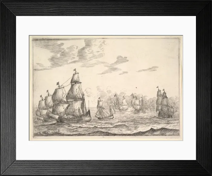 Framed Print : Naval Battle Scene, 17th century. Creator: Reinier Zeeman Framed Print : Naval Battle Scene, 17th century. Creator: Reinier Zeeman