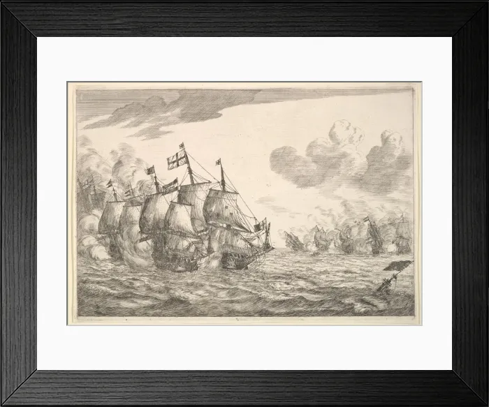 Framed Print : Naval Battle, 17th century. Creator: Reinier Zeeman Framed Print : Naval Battle, 17th century. Creator: Reinier Zeeman