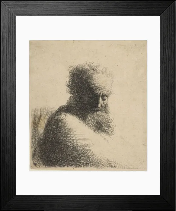 Framed Print : Bust of an Old Bearded Man Looking Down, Three-Quarters Right, 1631 Framed Print : Bust of an Old Bearded Man Looking Down, Three-Quarters Right, 1631