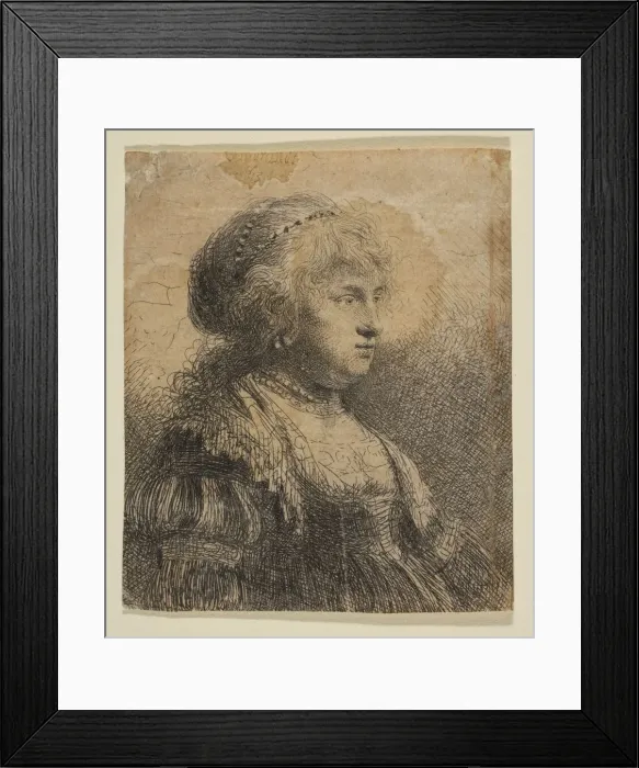 Framed Print : Saskia with Pearls in Her Hair, 1634. Creator: Rembrandt Harmensz van Rijn Framed Print : Saskia with Pearls in Her Hair, 1634. Creator: Rembrandt Harmensz van Rijn