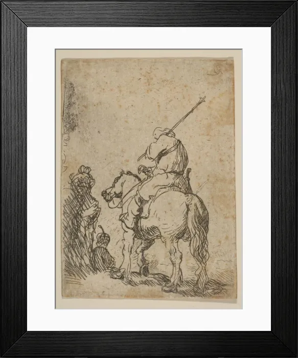 Framed Print : Turbaned Soldier on Horseback, ca. 1629. Creator: Rembrandt Harmensz van Rijn Framed Print : Turbaned Soldier on Horseback, ca. 1629. Creator: Rembrandt Harmensz van Rijn