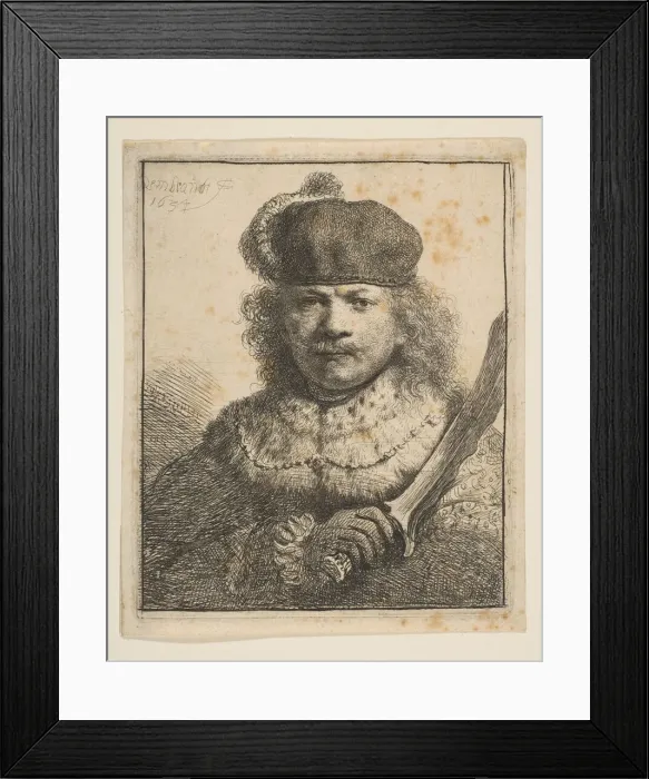 Framed Print : Rembrandt with Raised Sabre, 1634. Creator: Rembrandt Harmensz van Rijn Framed Print : Rembrandt with Raised Sabre, 1634. Creator: Rembrandt Harmensz van Rijn