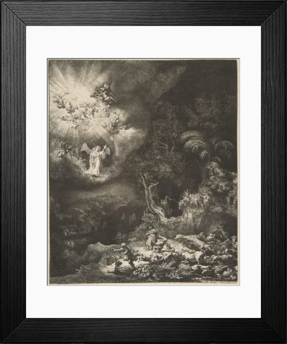 Framed Print : The Angel Appearing to the Shepherds, 1634. Creator: Rembrandt Harmensz van Rijn Framed Print : The Angel Appearing to the Shepherds, 1634. Creator: Rembrandt Harmensz van Rijn