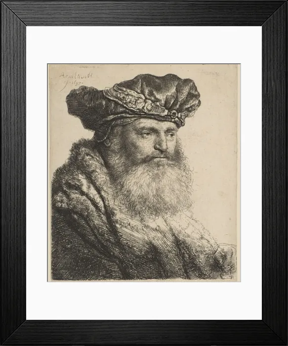 Framed Print : Bearded Man in a Velvet Cap with a Jewel Clasp, 1637. Creator Framed Print : Bearded Man in a Velvet Cap with a Jewel Clasp, 1637. Creator