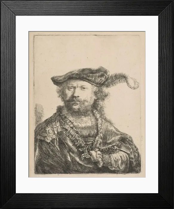 Framed Print : Self-Portrait in a Velvet Cap with Plume, 1638. Creator: Rembrandt Harmensz van Rijn Framed Print : Self-Portrait in a Velvet Cap with Plume, 1638. Creator: Rembrandt Harmensz van Rijn