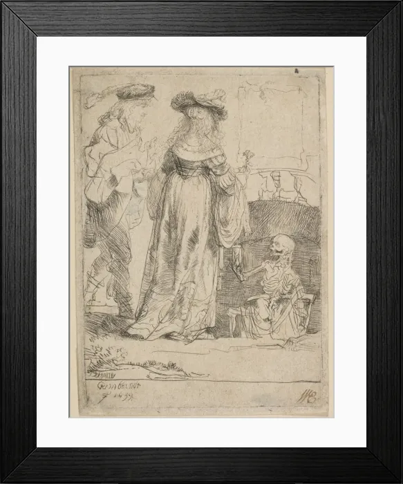 Framed Print : Death Appearing to a Wedded Couple from an Open Grave, 1639 Framed Print : Death Appearing to a Wedded Couple from an Open Grave, 1639