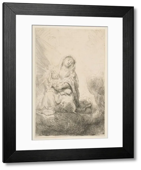 Framed Print : The Virgin and Child in the Clouds, 1641. Creator: Rembrandt Harmensz van Rijn Framed Print : The Virgin and Child in the Clouds, 1641. Creator: Rembrandt Harmensz van Rijn