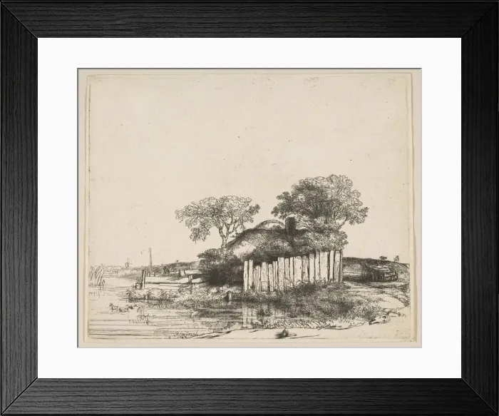 Framed Print : Cottage with a White Paling, 1648. Creator: Rembrandt Harmensz van Rijn Framed Print : Cottage with a White Paling, 1648. Creator: Rembrandt Harmensz van Rijn