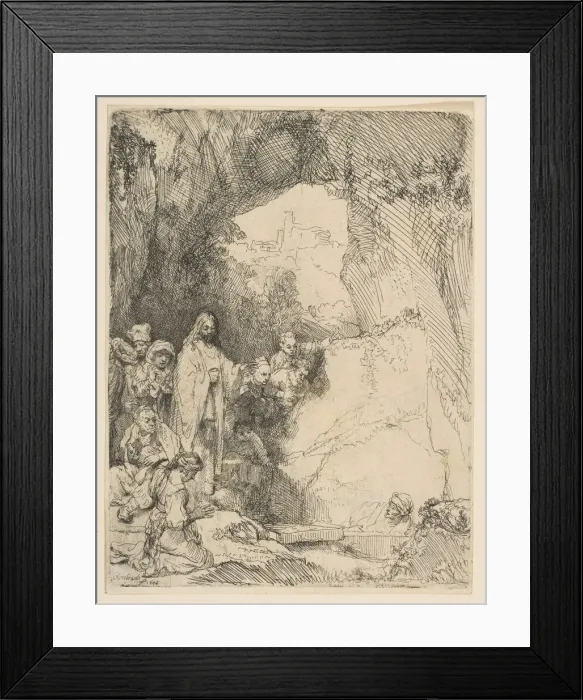 Framed Print : The Raising of Lazarus, small plate, 1642. Creator: Rembrandt Harmensz van Rijn Framed Print : The Raising of Lazarus, small plate, 1642. Creator: Rembrandt Harmensz van Rijn