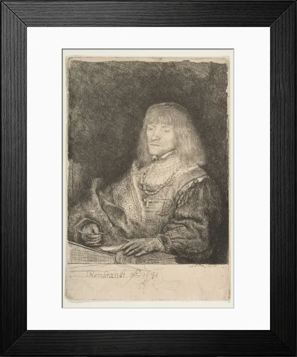 Framed Print : Man at a Desk Wearing a Cross and Chain, 1641. Creator: Rembrandt Harmensz van Rijn Framed Print : Man at a Desk Wearing a Cross and Chain, 1641. Creator: Rembrandt Harmensz van Rijn