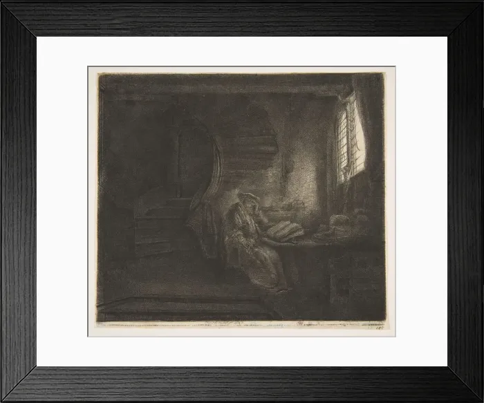 Framed Print : St. Jerome in a Dark Chamber, 1642. Creator: Rembrandt Harmensz van Rijn Framed Print : St. Jerome in a Dark Chamber, 1642. Creator: Rembrandt Harmensz van Rijn