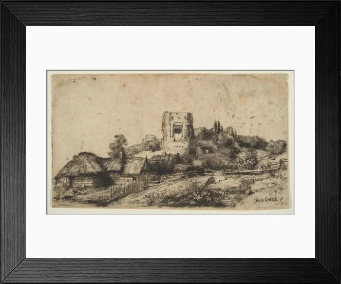 Framed Print : Landscape with a Square Tower, 1650. Creator: Rembrandt Harmensz van Rijn Framed Print : Landscape with a Square Tower, 1650. Creator: Rembrandt Harmensz van Rijn