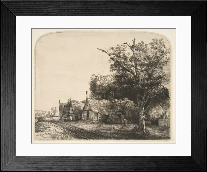 Framed Print : Landscape with Three Gabled Cottages Beside a Road, 1650 Framed Print : Landscape with Three Gabled Cottages Beside a Road, 1650