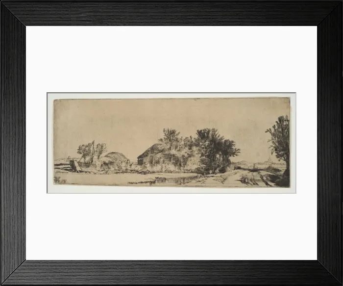 Framed Print : Landscape with a Farmhouse Along a Road Beside a Canal, ca. 1652 Framed Print : Landscape with a Farmhouse Along a Road Beside a Canal, ca. 1652