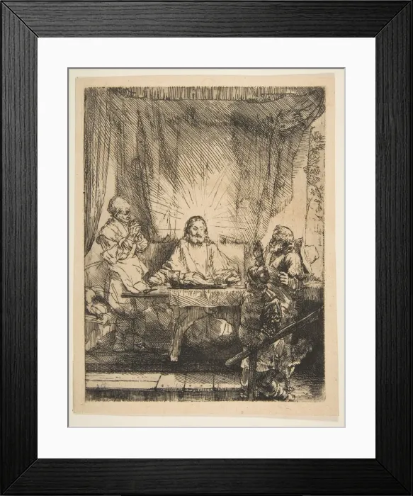 Framed Print : Christ at Emmaus: The Larger Plate, 1654. Creator: Rembrandt Harmensz van Rijn Framed Print : Christ at Emmaus: The Larger Plate, 1654. Creator: Rembrandt Harmensz van Rijn
