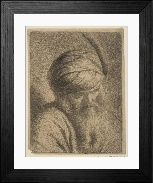 Framed Print : Bust of a Man in a Feathered Turban and Long Beard. n. d. Creator: Circle of Rembrandt Framed Print : Bust of a Man in a Feathered Turban and Long Beard. n. d. Creator: Circle of Rembrandt