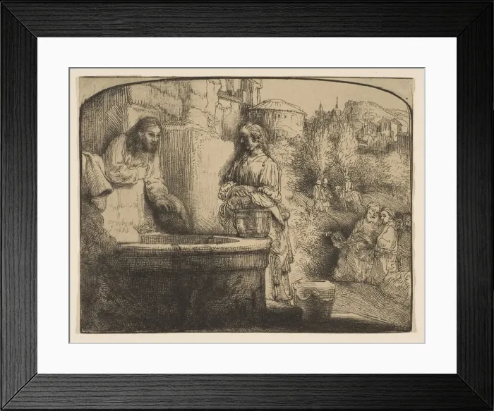 Framed Print : Christ and the Woman of Samaria: an Arched Print, 1658. Creator Framed Print : Christ and the Woman of Samaria: an Arched Print, 1658. Creator