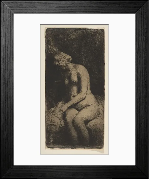Framed Print : Woman Bathing Her Feet at a Brook, 1658. Creator: Rembrandt Harmensz van Rijn Framed Print : Woman Bathing Her Feet at a Brook, 1658. Creator: Rembrandt Harmensz van Rijn