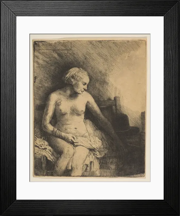 Framed Print : Woman at the Bath with a Hat beside Her, 1658. Creator: Rembrandt Harmensz van Rijn Framed Print : Woman at the Bath with a Hat beside Her, 1658. Creator: Rembrandt Harmensz van Rijn