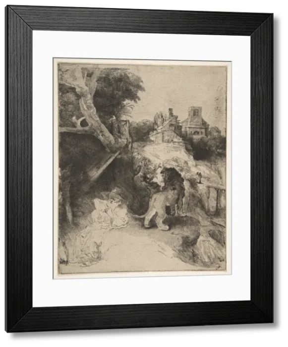 Framed Print : St. Jerome Reading in an Italian Landscape, ca. 1653. Creator Framed Print : St. Jerome Reading in an Italian Landscape, ca. 1653. Creator
