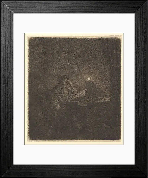 Framed Print : Student at a Table by Candlelight, ca. 1642. Creator: Rembrandt Harmensz van Rijn Framed Print : Student at a Table by Candlelight, ca. 1642. Creator: Rembrandt Harmensz van Rijn