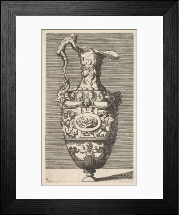 Framed Print : Vase with a River God in an Oval Medallion, 17th century. Creator: Rene Boyvin Framed Print : Vase with a River God in an Oval Medallion, 17th century. Creator: Rene Boyvin