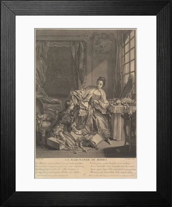 Framed Print : Fashion Merchant, 1746-55. Creator: Rene Gaillard Framed Print : Fashion Merchant, 1746-55. Creator: Rene Gaillard