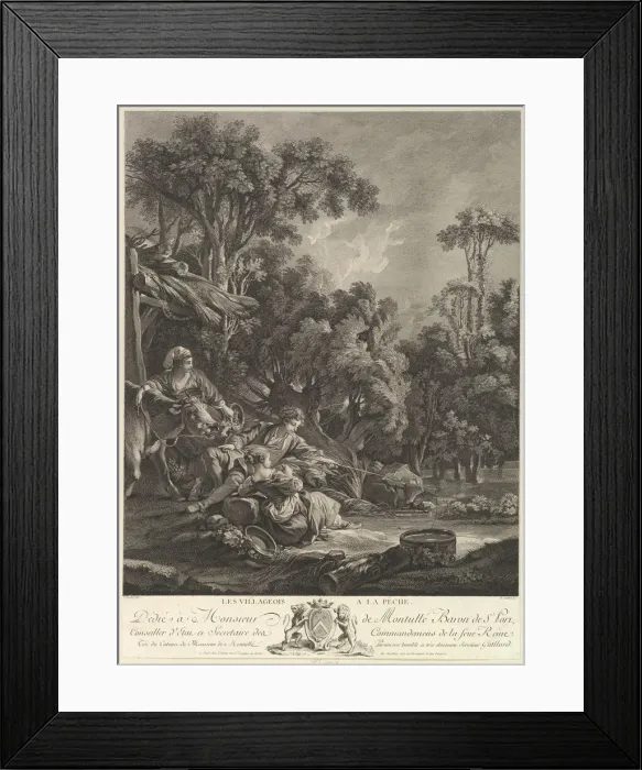 Framed Print : Les Villagois ala Peche (The Villages Fishing), 18th century Framed Print : Les Villagois ala Peche (The Villages Fishing), 18th century