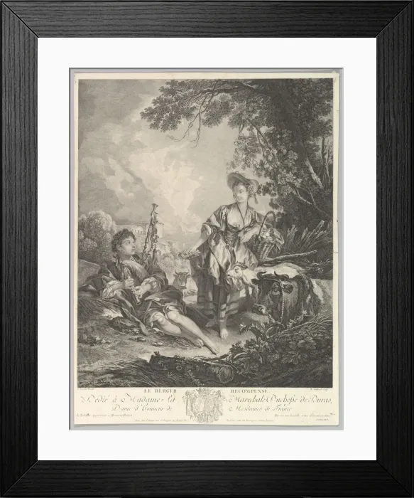 Framed Print : Le Berger Recompense(The Rewarded Shepherd), 18th century. Creator: Rene Gaillard Framed Print : Le Berger Recompense(The Rewarded Shepherd), 18th century. Creator: Rene Gaillard