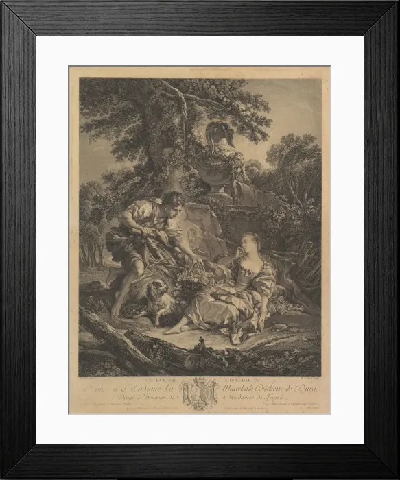 Framed Print : Le Panier Misterieux (The Mysterious Basket), 18th century. Creator: Rene Gaillard Framed Print : Le Panier Misterieux (The Mysterious Basket), 18th century. Creator: Rene Gaillard