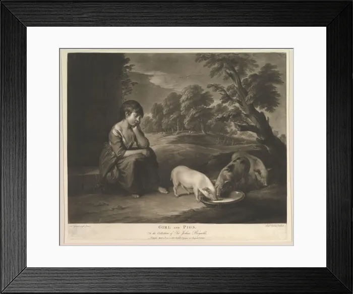 Framed Print : Girl and Pigs, 1783. Creator: Richard Earlom Framed Print : Girl and Pigs, 1783. Creator: Richard Earlom