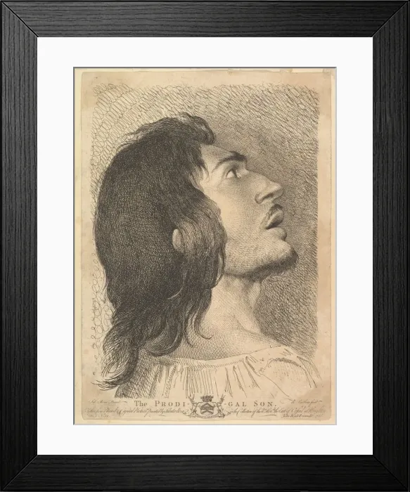 Framed Print : Head in Profile of Prodigal Son, 1766. Creator: Richard Earlom Framed Print : Head in Profile of Prodigal Son, 1766. Creator: Richard Earlom