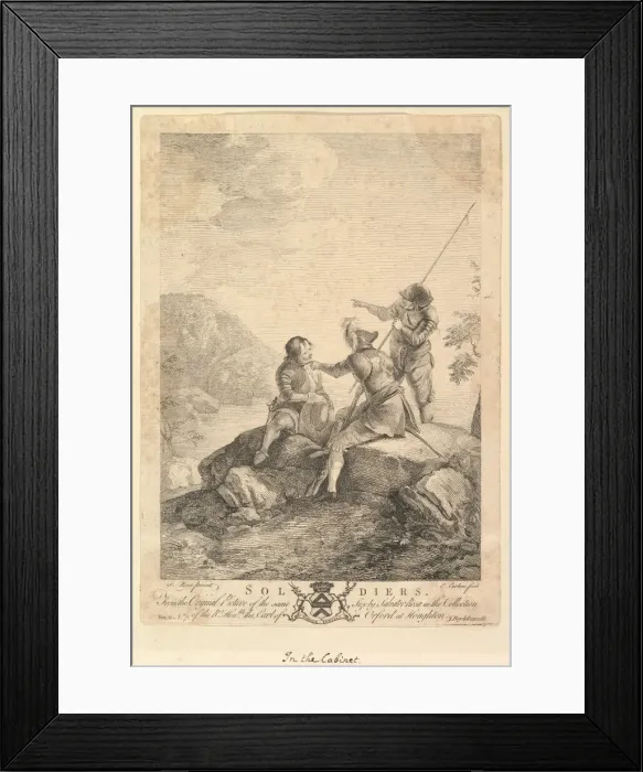 Framed Print : Three Soldiers, 1766-67. Creator: Richard Earlom Framed Print : Three Soldiers, 1766-67. Creator: Richard Earlom
