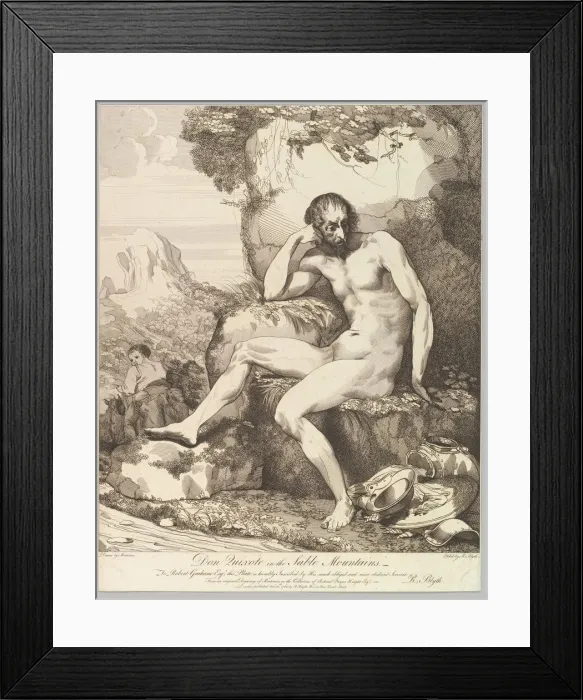 Framed Print : Don Quixote in the Sable Mountains, October 20, 1782. Creator: Robert Blyth Framed Print : Don Quixote in the Sable Mountains, October 20, 1782. Creator: Robert Blyth