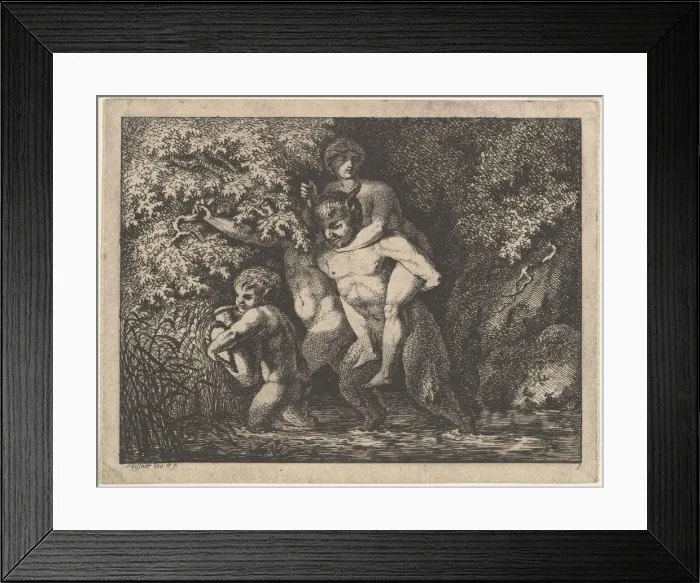 Framed Print : Satyr family, on the move, 18th Century. Creator: Salomon Gessner Framed Print : Satyr family, on the move, 18th Century. Creator: Salomon Gessner